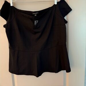 Black off the Shoulder Peplum with Lace Detail